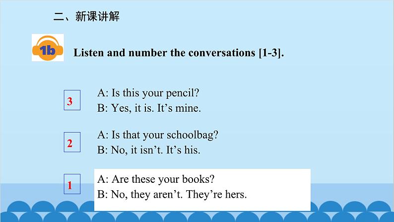 人教新目标版英语七年级上册 Unit 3 Is this your pencil-Section A (1a-2d)课件第4页