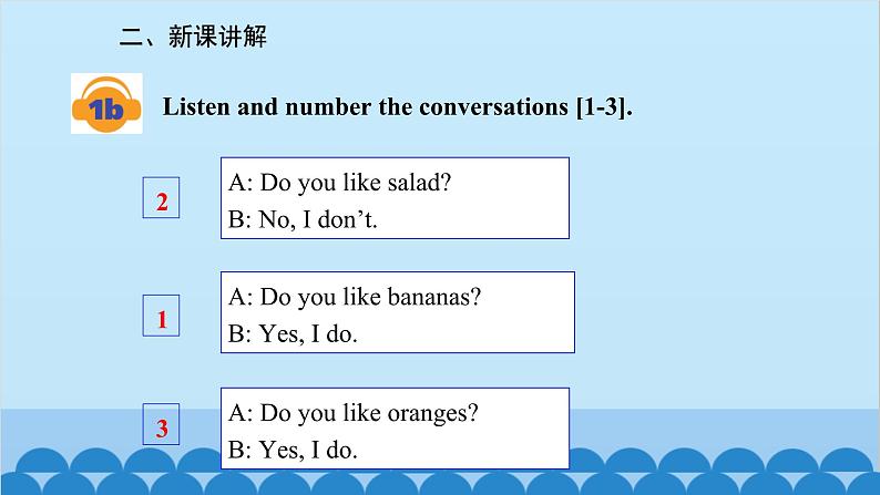 人教新目标版英语七年级上册 Unit 6 Do you like bananas-Section A (1a-2d)课件04