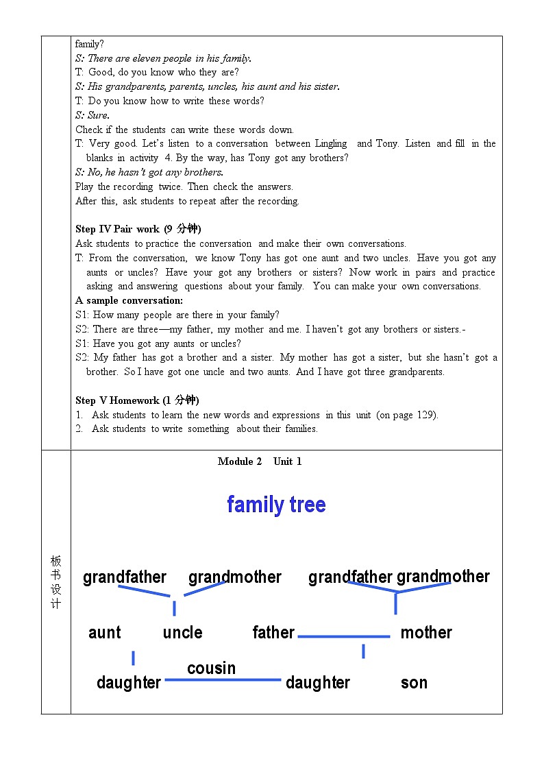外研版英语七年级上册 Module 2 Unit 1教案03