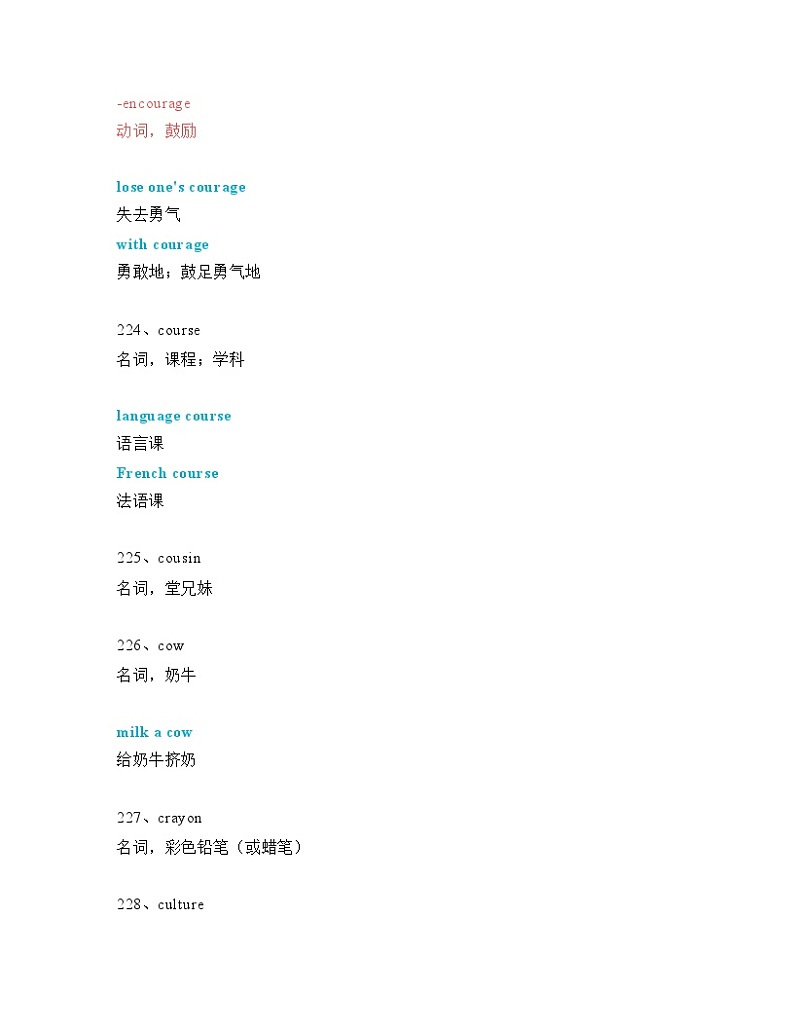 中考英语必考单词一轮复习 知识点讲解（221-270词讲义）（全国通用）第2页