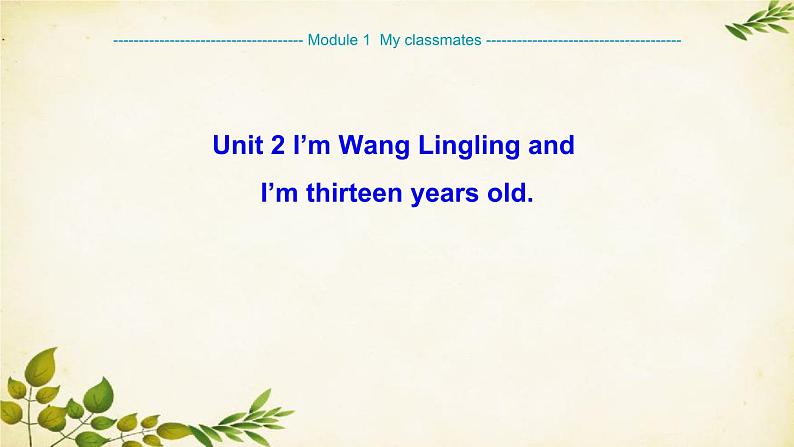 外研版英语七年级上册 Module1Myclassmates Unit2 I’m Wang Lingling andI’m thirteen years old课件第1页