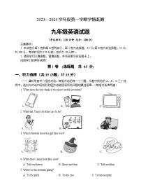 山东省济宁市金乡县2023-2024学年九年级上学期期中考试英语试题