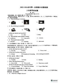 山东省德州市宁津县第三实验中学+新城实验 2023-2024学年八年级上学期11月期中英语试题