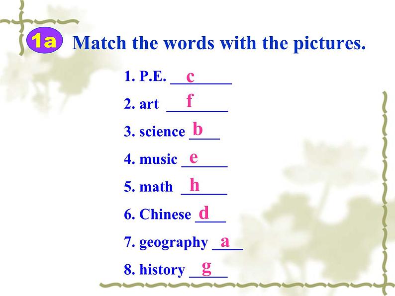 人教新目标版英语七年级上册 Unit 9 My favorite subject is science-Section A-1课件07