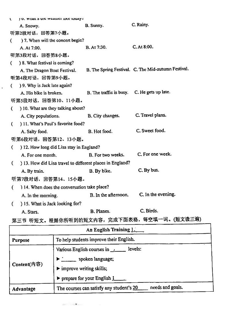 福建省晋江一中2023-2024学年九年级上学期11月期中考试英语试卷02