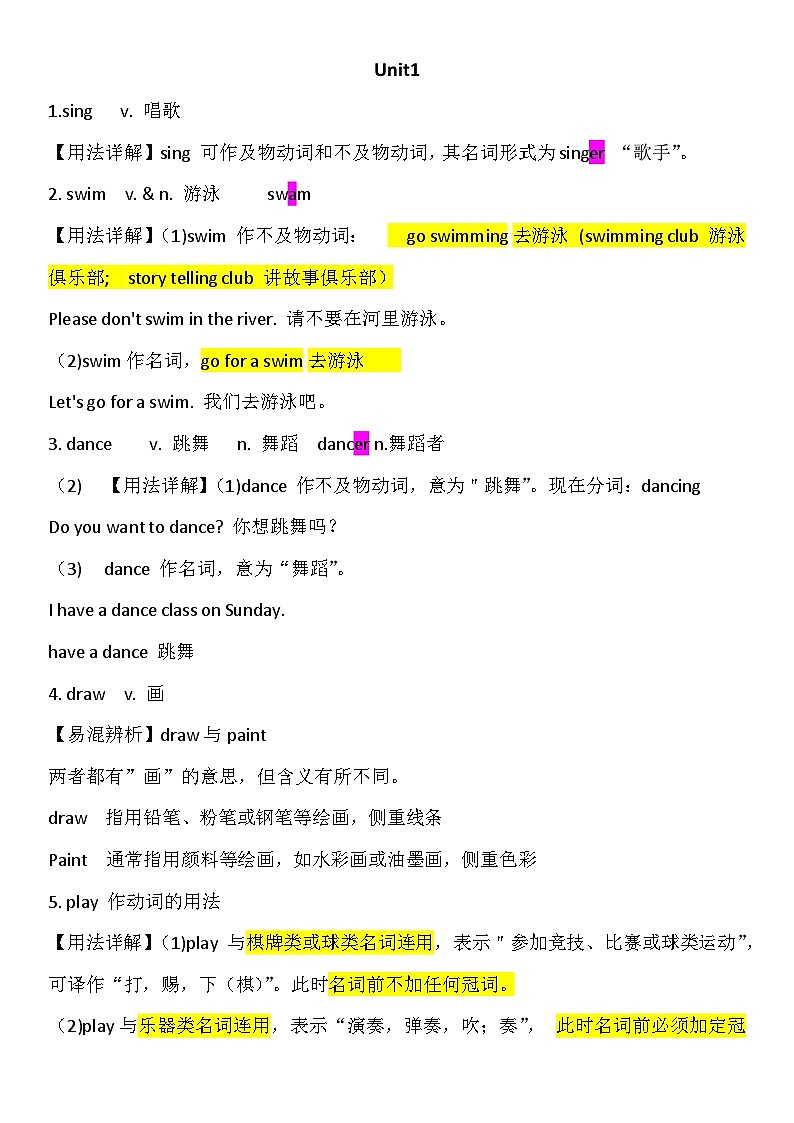 Unit1知识点汇总 人教版八年级英语上册第1页