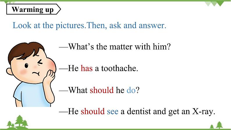 人教新目标版英语八年级下册Unit1 What's the matter（Grammar Focus-4c）课件04