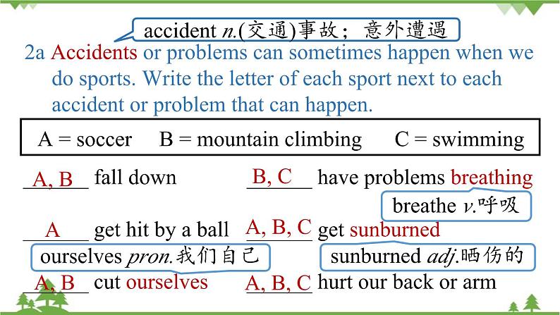 人教新目标版英语八年级下册Unit1 What's the matter（SectionB 2a-2e）课件04