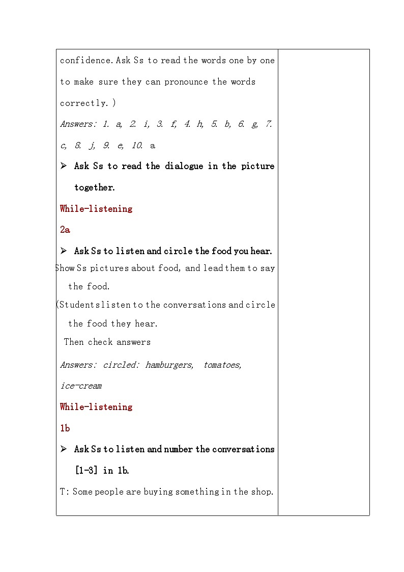 Unit 6  SectionA 1a-2d 教案 人教版英语七年级上册03