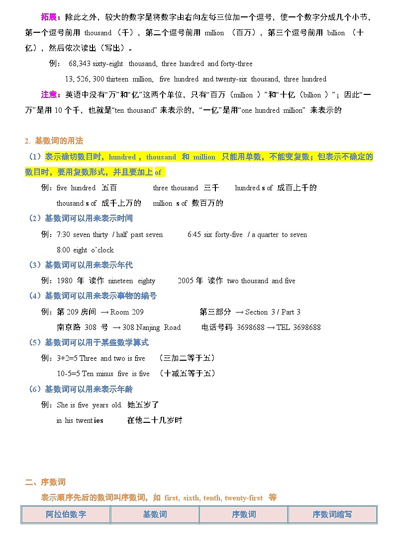 专题04 数词-初中英语重点语法知识完整梳理（全国通用）第2页