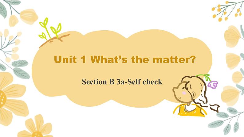 【核心素养目标】人教版初中英语八年级下册 Unit1 What's the matter Section B 3a-Self check教案+课件01