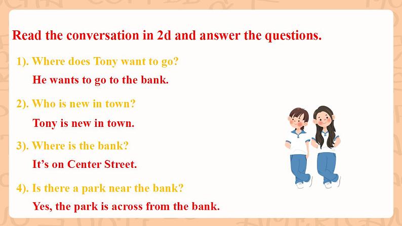 人教新目标版英语七下Unit 8 《Is there a post office near here》SectionA 2d&Grammar focus-3c 课件+素材包05