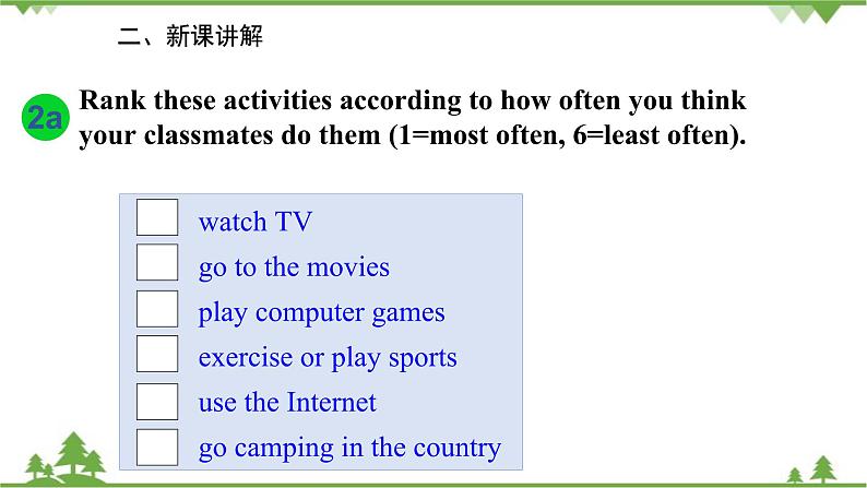 人教新目标英语八年级上册Unit 2 How often do you exercise Section B (2a-2e)课件03