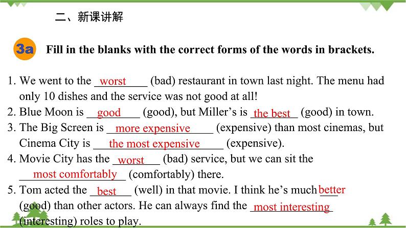 人教新目标英语八年级上册Unit 4 What’s the best movie theater Section A (Grammar Focus-3c)课件05