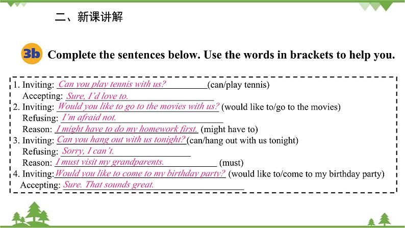 人教新目标英语八年级上册Unit 9 Can you come to my party  Section A (Grammar Focus-3c)课件第5页