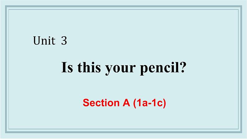 人教版英语七年级上册 Unit 3 Section A (1a-1c) 课件第1页