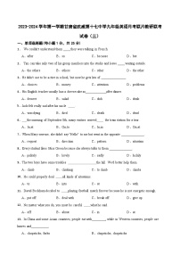 甘肃省武威第十七中学教研联片联考2023-2024学年九年级上学期11月月考英语试题