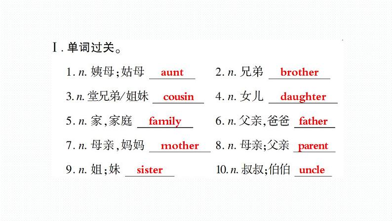 外研版英语七年级上册 Module 2  My family Unit 3 课件第5页