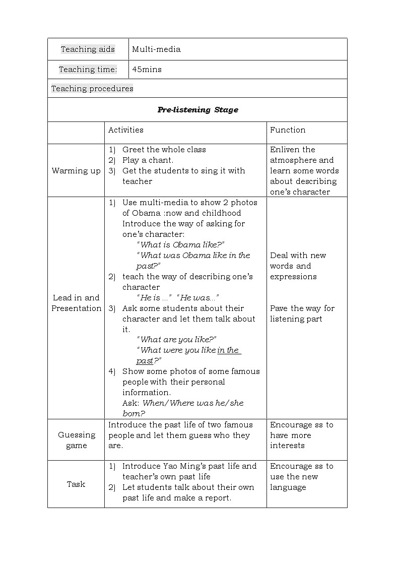 外研版英语七年级下册 Module 7 Unit 1 I was born in a small village. 教案02