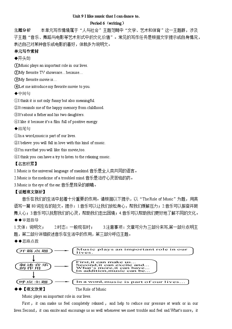 Unit9 I like music that I can dance to. SectionB (3a-writing) 导学案（含答案）01