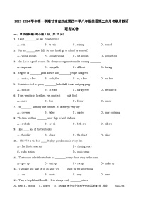 甘肃省武威市凉州区武威第十七中学教研联片联考2023-2024学年八年级上学期11月月考英语试题