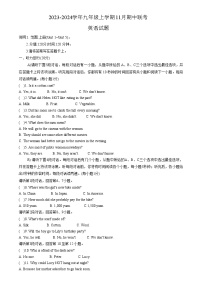 江西省宜春市2023-2024学年九年级上学期11月期中英语联考试题