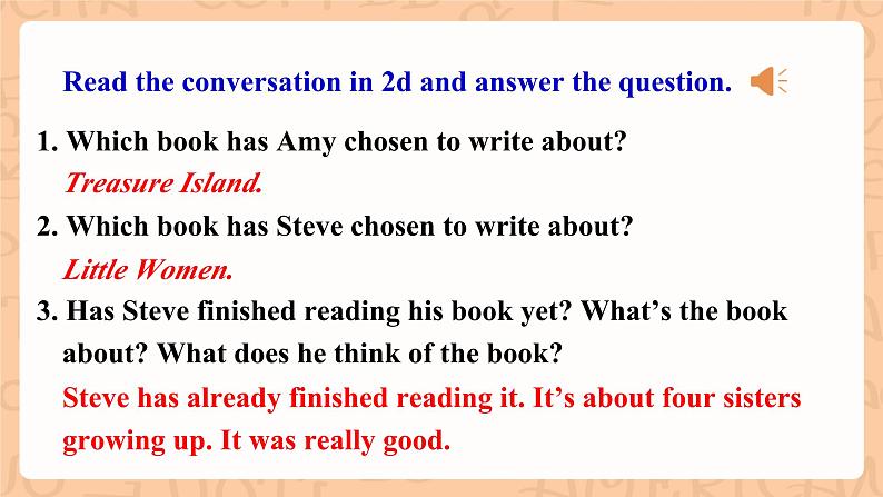 【公开课】人教新目标版八下Unit 8 《Have you read Treasure Island yet？》 SectionA 2d&Grammar Focus-4c 课件+素材包06