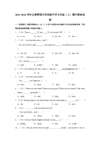 2023-2024学年云南师范大学实验中学七年级上学期期中英语试卷（含答案）