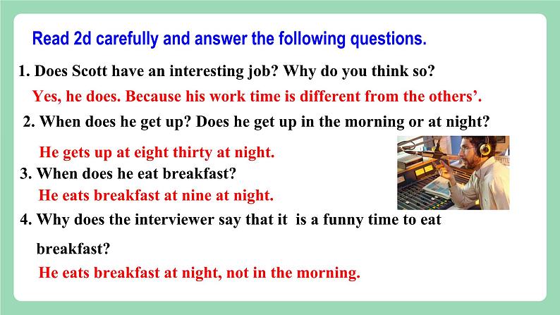 【公开课】人教新目标版英语七下Unit2 《What time do you go to school？》 SectionA 2d&Grammar focus-3c课件+素材包07