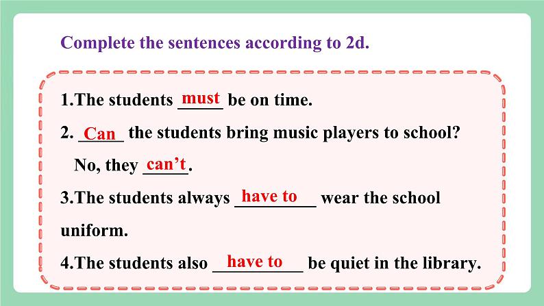 【公开课】人教新目标版英语七下 Unit 4 《Don’t eat in class.》 SectionA 2d&Grammar focus-3c课件+素材包07