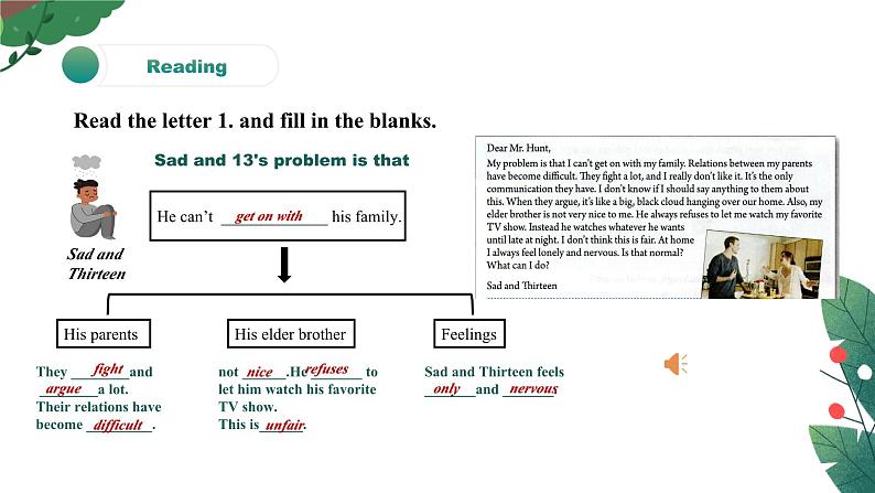 【核心素养目标】人教版初中英语八年级下册 Unit4  Why don't you talk to your parents？ Section A 3a-3c教案+课件06