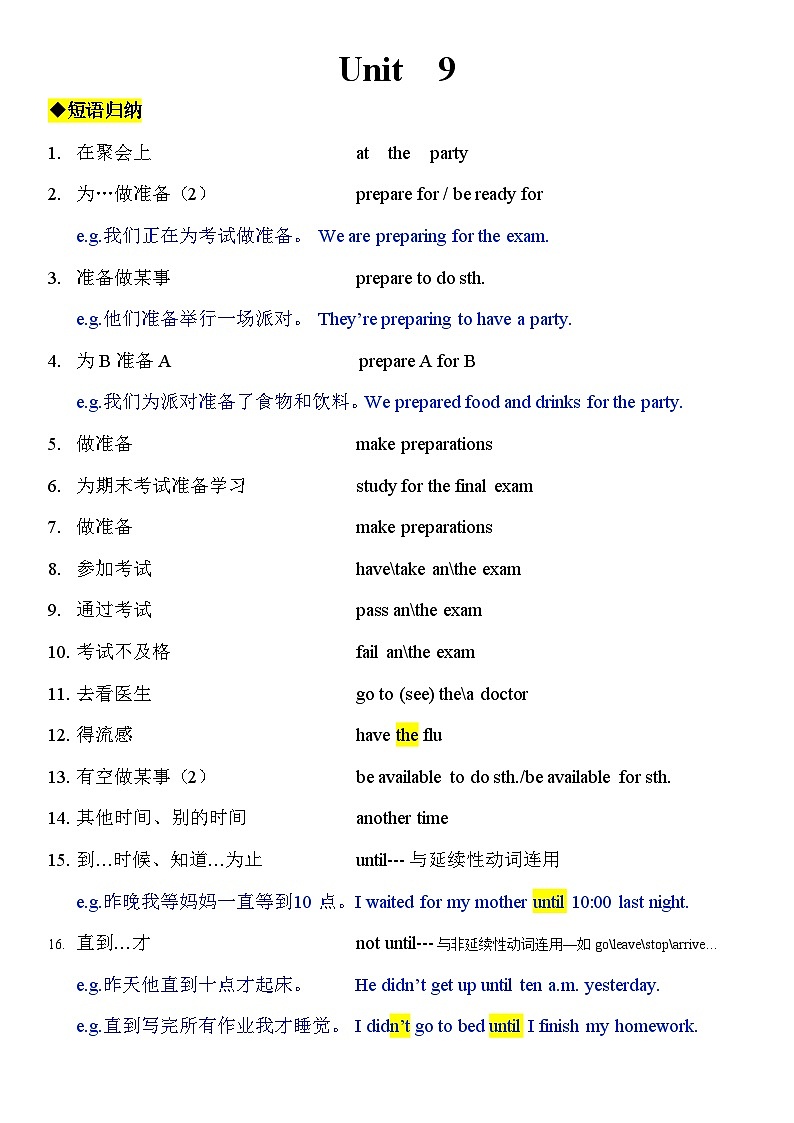 Unit 9 复习总结知识点 人教版英语八年级上册01