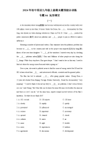 专题 04 完形填空- 2024年初中英语九年级上册期末题型综合训练
