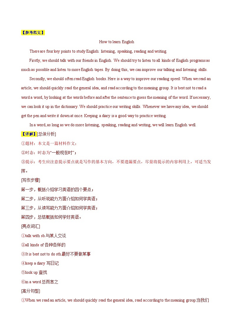 Unit 1 How can we become good learners 满分必会作文分-九年级英语全册重难考点提升训练（人教版）03