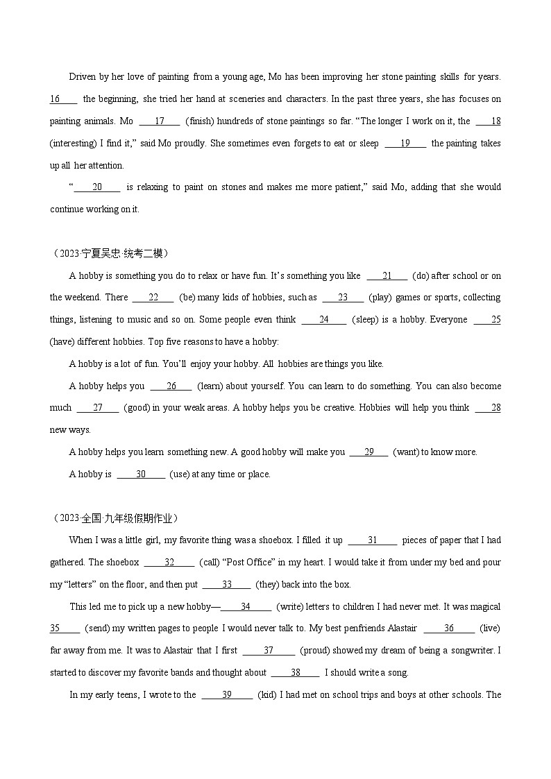 06 Unit 7 语法填空15篇-2023-2024学年九年级英语全一册期末高效专题复习训练（人教新目标）02