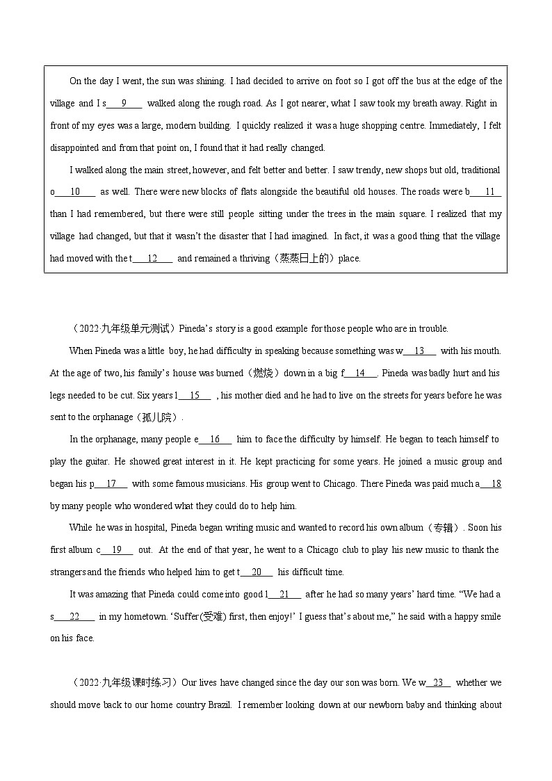 06 Unit4 短文填空8篇 -2023-2024学年九年级英语全一册期末高效专题复习训练（人教新目标）（人教新目标）第2页