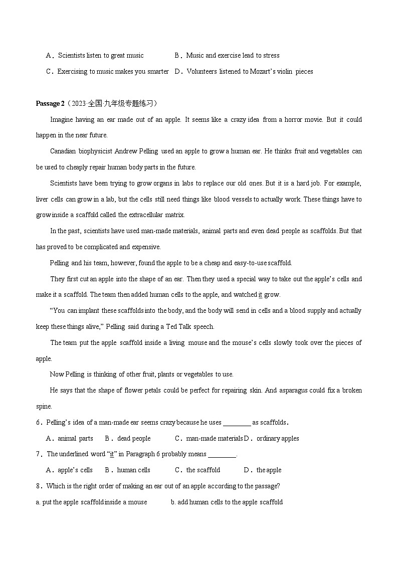 06 Unit5 阅读理解14篇-2023-2024学年九年级英语全一册期末高效专题复习训练（人教新目标）第2页