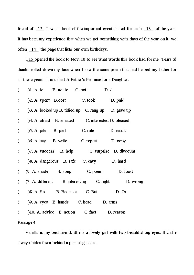 期末专项练习02 完形填空八年级上册译林版英语带答案第3页