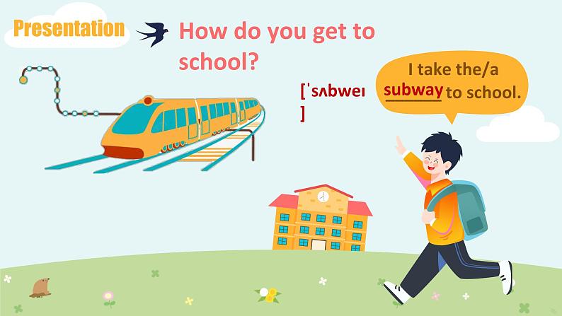 人教版初中英语七年级下册 Unit3 How do you get to school？ SectionA 1a-2d 听说课件07