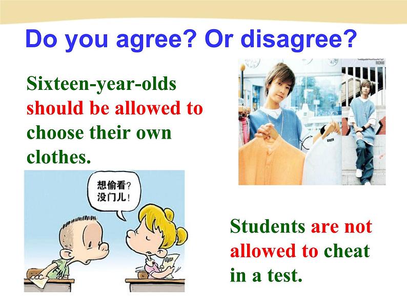 Unit 7Teenagers should be allowed to choose their own clothes.Section A 1a-3c课件07