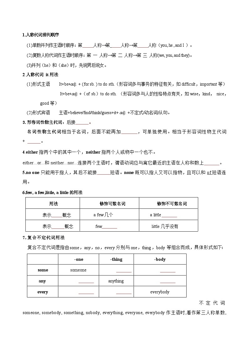 【寒假提升】（人教版 ）初中英语 2024年 九年级上册 寒假培优训练 01 名词、代词、冠词、介词练习（原卷版） 第2页