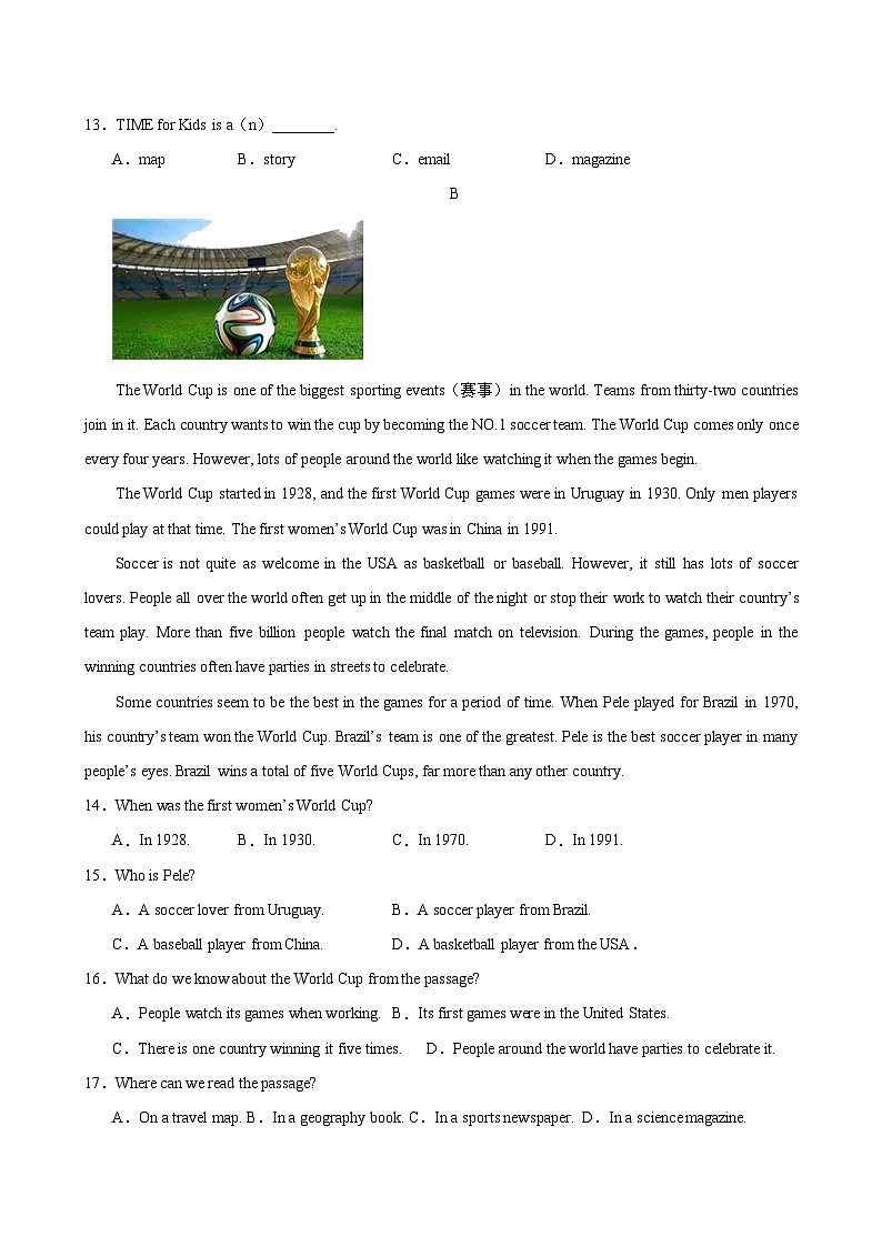 七年级英语上学期期末考试02（苏州专用）-2023-2024学年七年级英语上册单元重难点易错题精练（牛津译林版）第3页