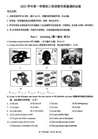 上海市长宁区2023-2024学年九年级上学期（一模）期末英语试卷