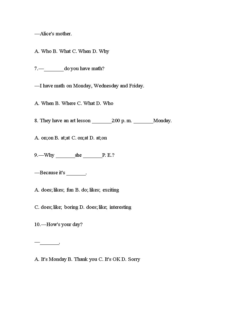 Unit9 Section A(3a-3c)基础训练 人教版七年级英语七册02