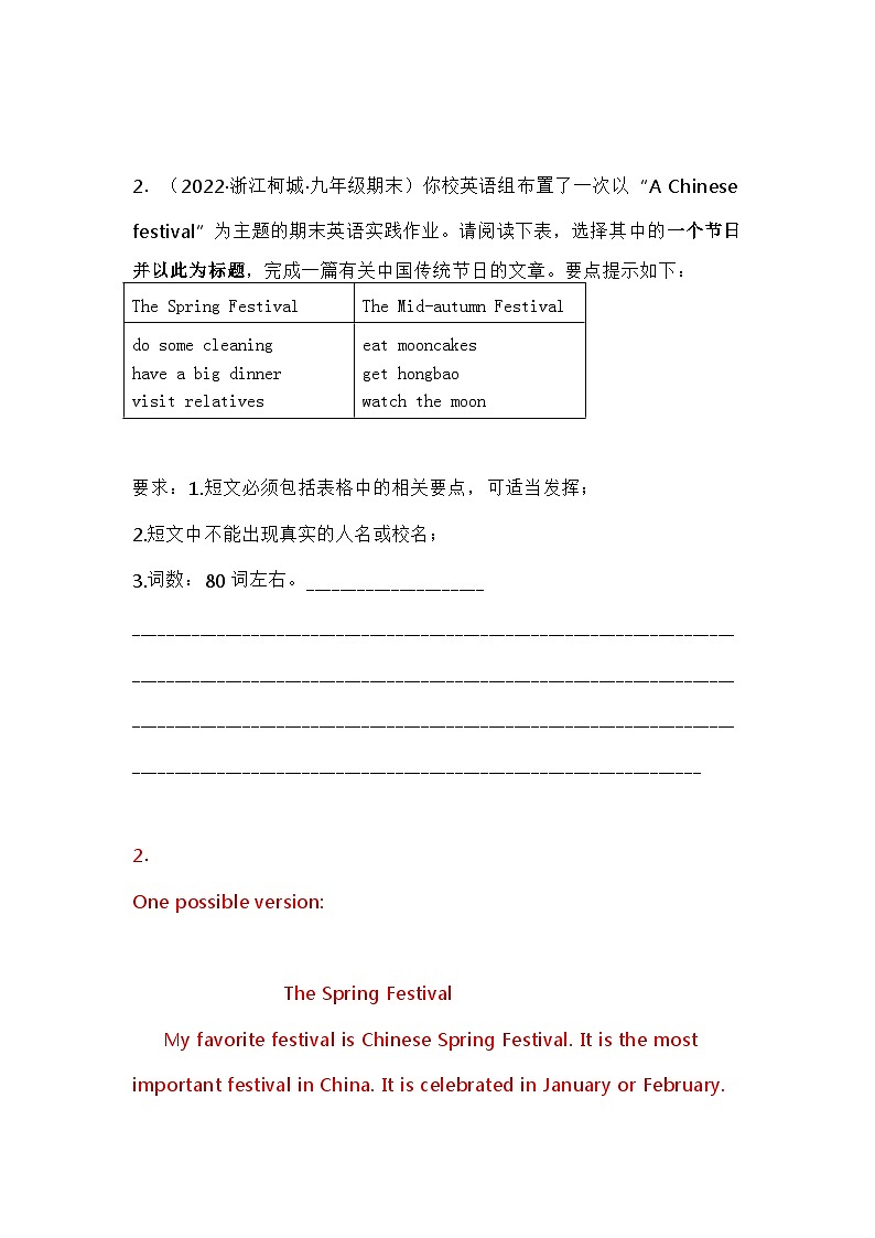 初中英语中国传统文化中考热点话题作文第2页