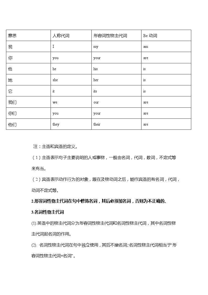 人教版七年级上册期末复习之重点语法及练习（一）第2页