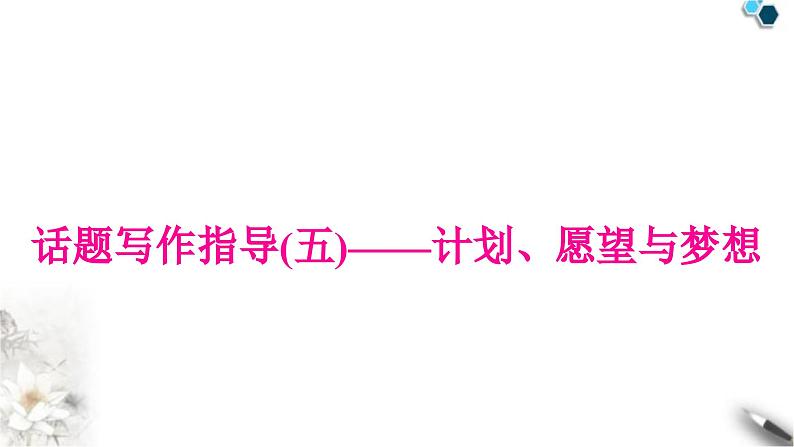 中考英语复习专题四书面表达话题写作指导(五)——计划、愿望与梦想教学课件第1页