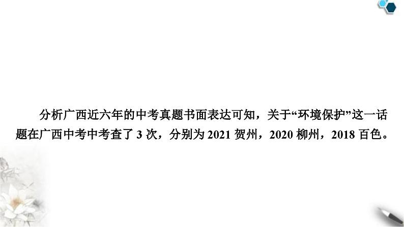 中考英语复习专题四书面表达话题写作指导(八)——环境保护教学课件02