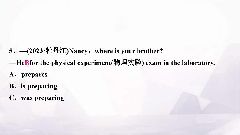 中考英语复习专题三句法考点三动词的时态和语态课件第6页