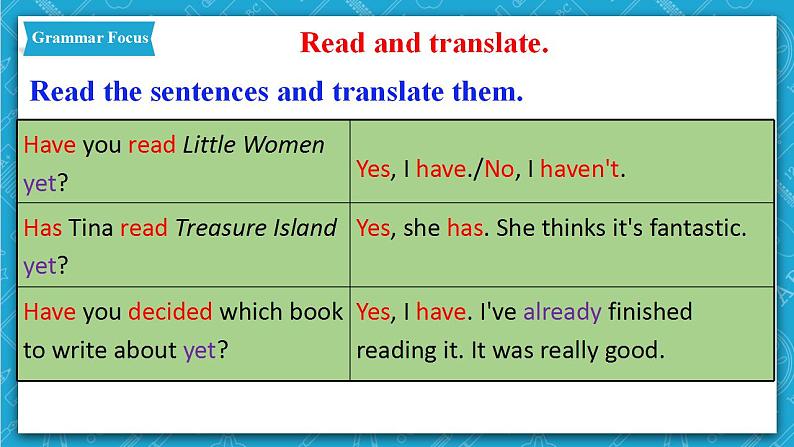 人教新目标版英语八年级下册Unit 8 《Have you read Treasure Island》Section A Grammar focus-4c 课件+音视频+语言点精讲精练(含答案)06